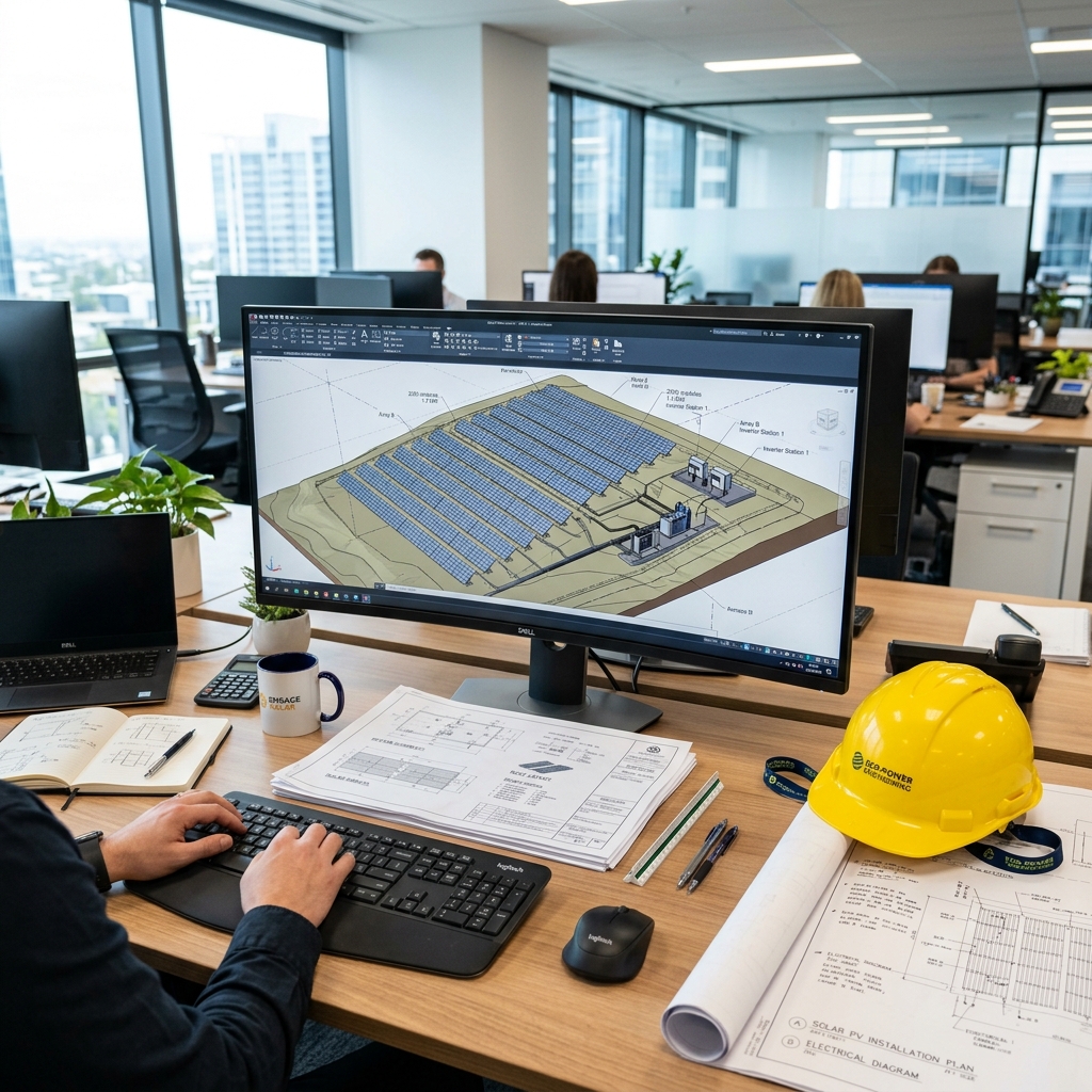 Solar CAD and Engineering Blueprint Layout
